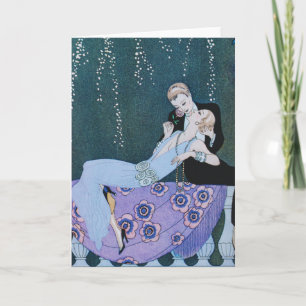 Feux d'artifice dans la carte de voeux d'art déco