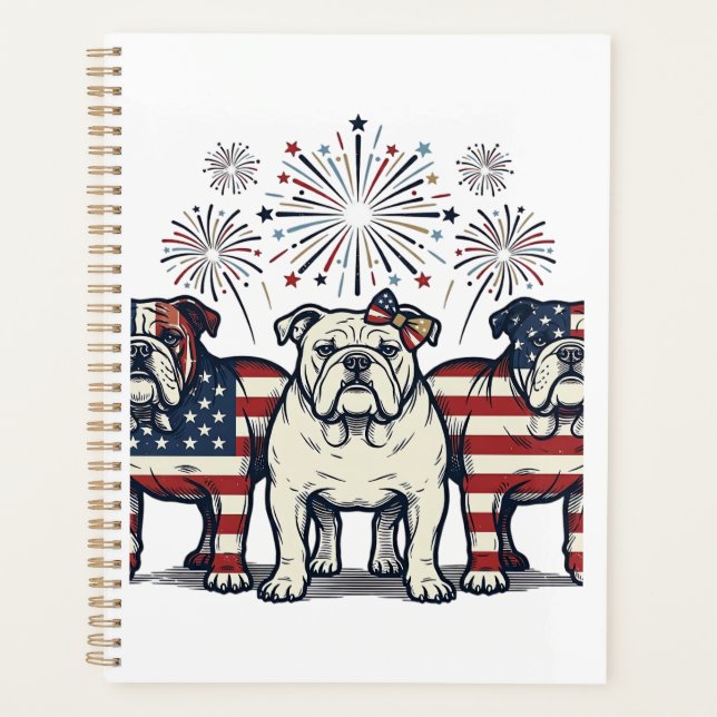 Feux d'artifice de Bouledogue patriotique Gravure  (Devant)