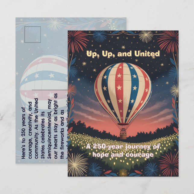 Feux d'artifice en ballon 1776–2026 Invitation pou (Devant / Derrière)