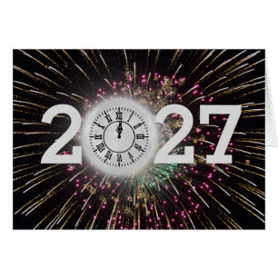 Feux d'artifice et horloge lunaire pour la nouvell