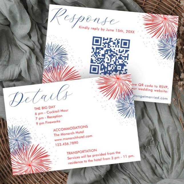 Feux d'artifice & Forever Cartes de RSVP & de déta (Créateur téléchargé)