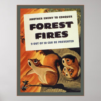 Feux de forêt ~ Poster 2ÈME GUERRE MONDIALE Vintag