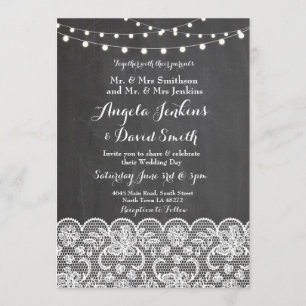 Feux de mariage d'hiver Chalkboard Lace Invitation