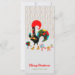 Feux de Noël, baubles, cadeaux et coq