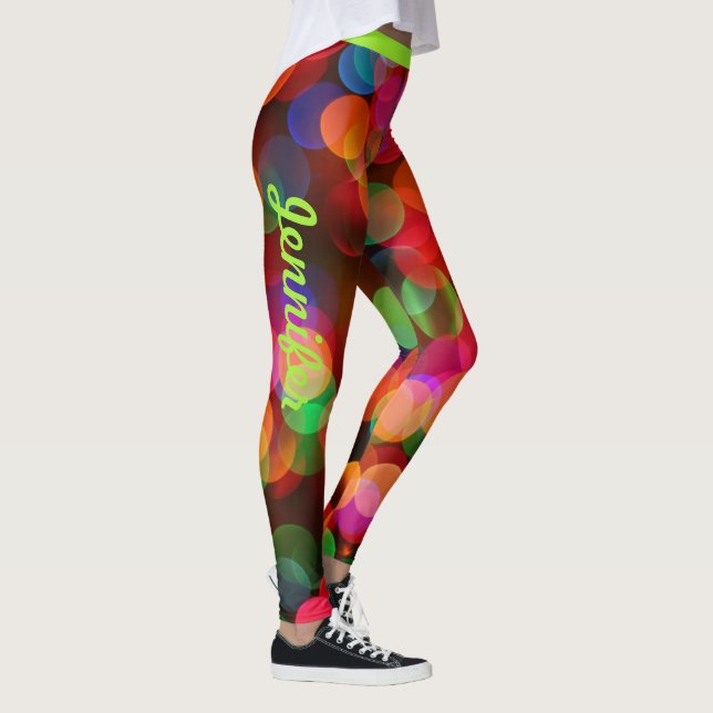 Feux de Noël Leggings Personnaliser le nom (Droite)