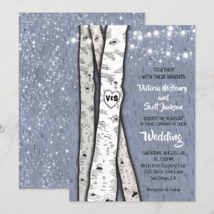 Feux jumelles Birch Tree Mariage Invitations