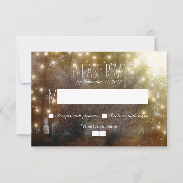 Feux jumelles mariage rustique cartes RSVP (Devant)