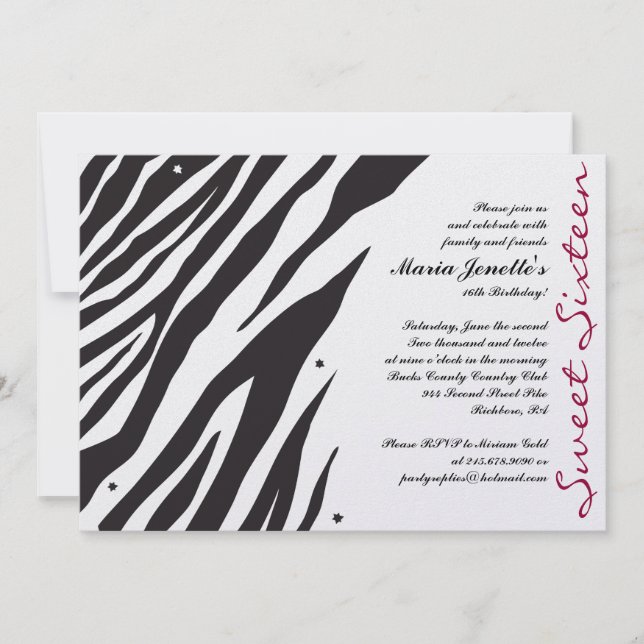 FÈVRE DE LA JUNGLE Invitation pour une fête des 16 (Devant)