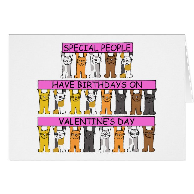 Février 14 Anniversaire Cute Cartoon Cats (Devant horizontal)