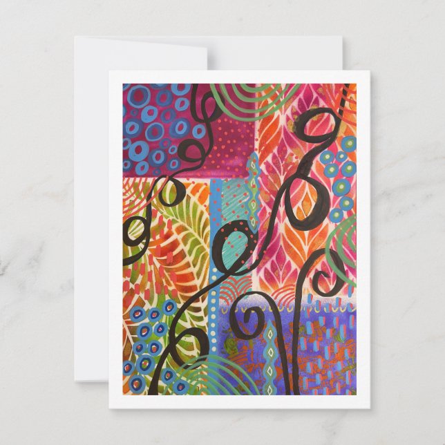 Février Abstrait avec carte à billet plat (Devant)