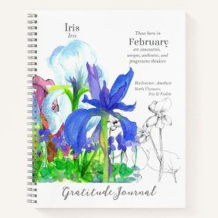 Février Anniversaire Iris Flower Gratitude Journal