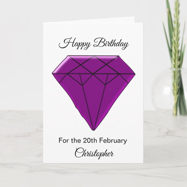 Février Carte d'anniversaire - Amethyst (Devant)