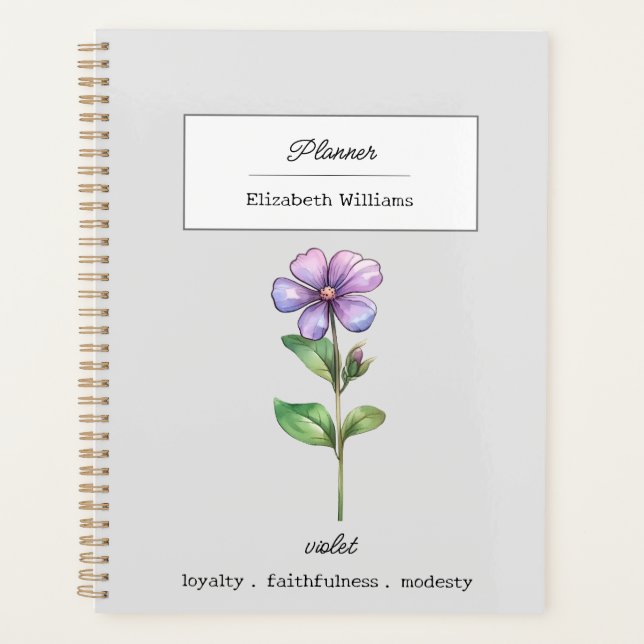 FÉVRIER VIOLET FLEURS DE NAISSANCE PERSONNALISÉE (Devant)