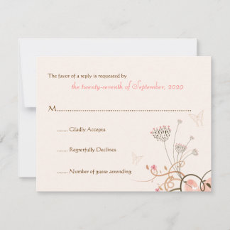 Ffatifatit Sweet Heart Butterfly Swirls Carte RSVP