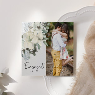 Fiançailles avec photo en fleurs aquarelle blanc i