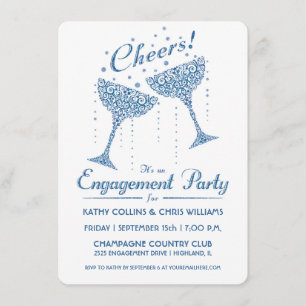 Fiançailles de Champagne Cheer Bleu Invitation