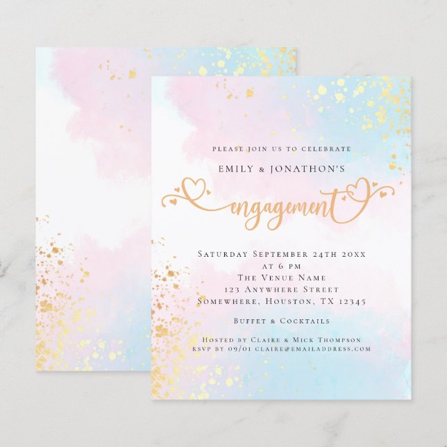 Fiançailles de coeur bleu rose budget (Devant / Derrière)