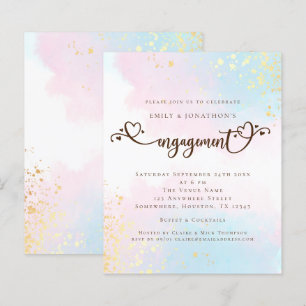 Fiançailles de coeur rose bleu aquarelle budgétair