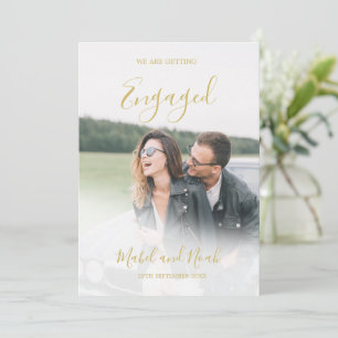 Fiançailles Elegant Gold Photo Overlay Invitation