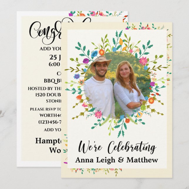 Fiançailles - Mariage, etc. Annonce Invitation (Devant / Derrière)