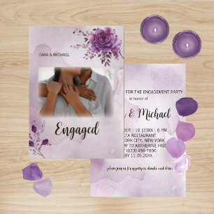 Fiançailles Mariage Watercolor Morada Invitation