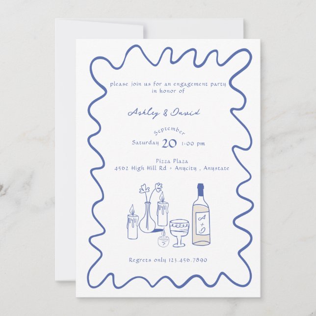 Fiançailles moderne | Invitations de mariage fanta (Devant)