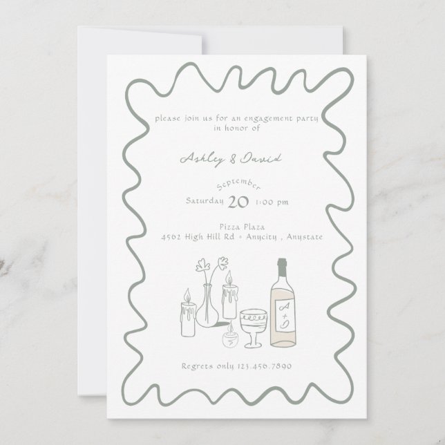 Fiançailles moderne | Invitations de mariage fanta (Devant)