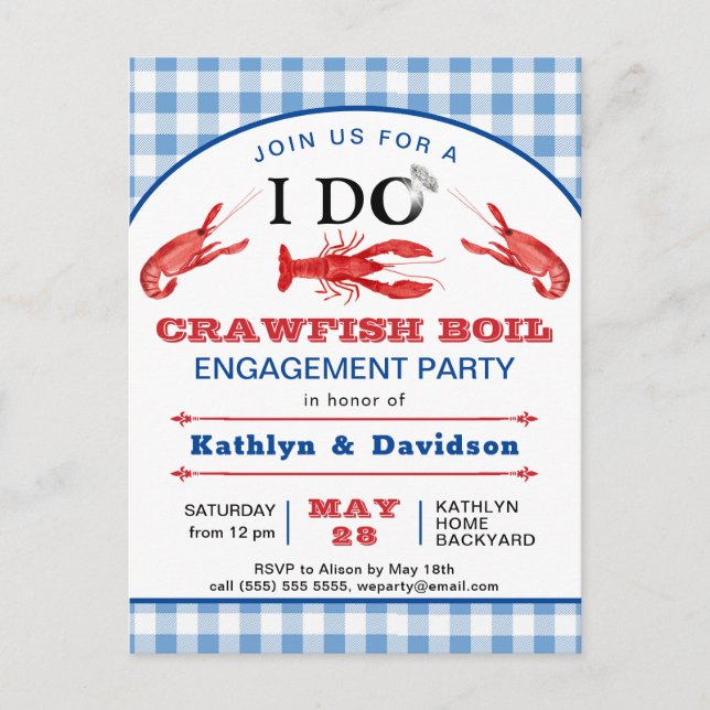Fiançailles Photo Crawfish Boil Party Invitation (Devant)