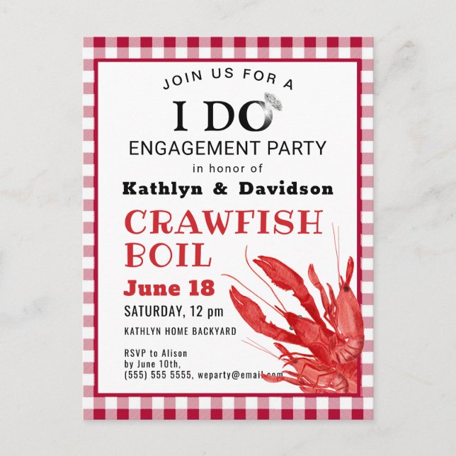 Fiançailles Photo Crawfish Boil Party Invitation (Devant)
