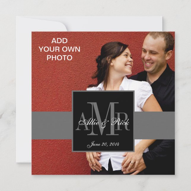 Fiançailles Photo Mariage Invitations Monogrammes (Devant)