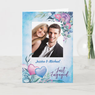 Fiançailles photo officiel Faire-part violet et bl