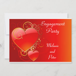 Fiançailles rouge Coeur Invitation