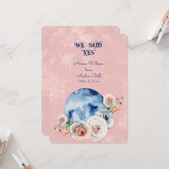 Fiançailles sur la lune Nous avons dit "Oui" carte (Devant/Arrière en situation)