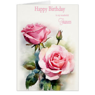 Fiancée Anniversaire Roses Peint Aquarelle