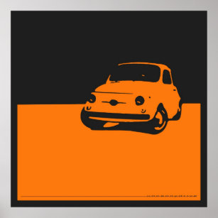 Fiat 500, 1959 - Orange on black poster