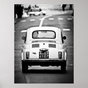 Fiat 500, cinéma vintage, Rome Italie Poster