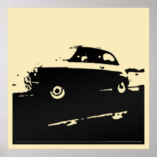 Fiat 500 classic - Black on light crème poster