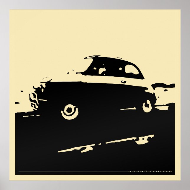 Fiat 500 classic - Black on light crème poster (Devant)