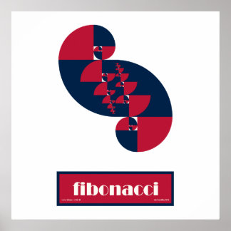 Fibonacci Rouge Blanc et Bleu II énorme affiche