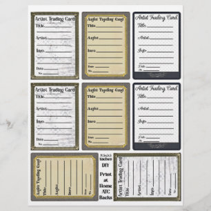 Fiche arrière de la carte de commerce d'artiste