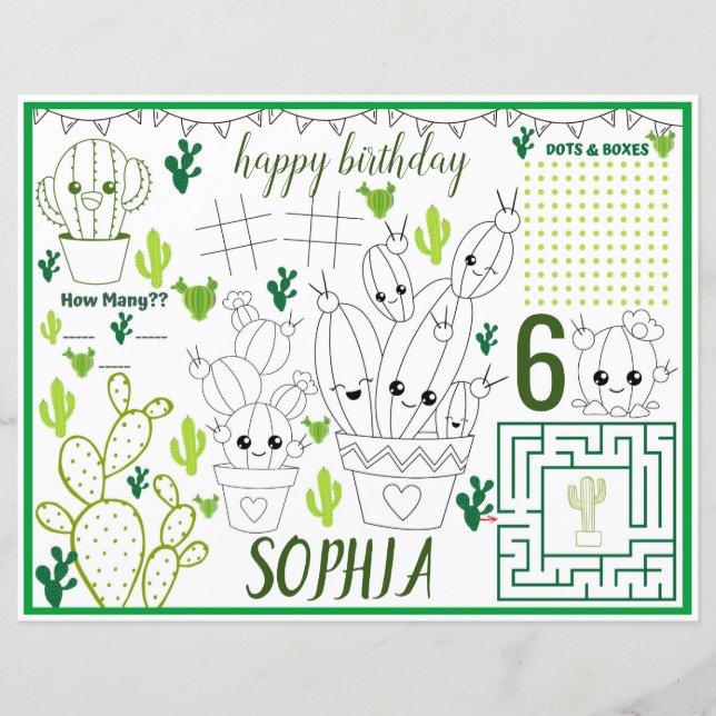 Fiche d'activité Cactus, sets de table Cactus (Devant)