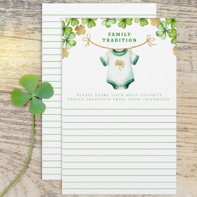 Fiche d'activité de la famille des Baby showers ir (Family Tradition Baby Shower Cards)