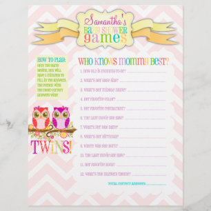 Fiche d'activité de Owl Twin Girls "Baby showers G