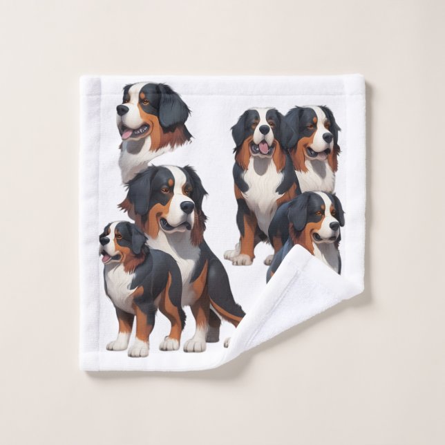 Fiche de caractère illustrée du chien de montagne  (Gant de toilette)