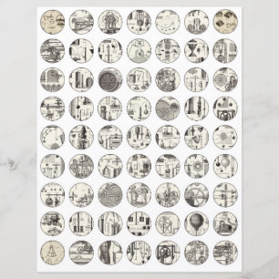 Fiche de collage Science vintage Éléments du bloc-