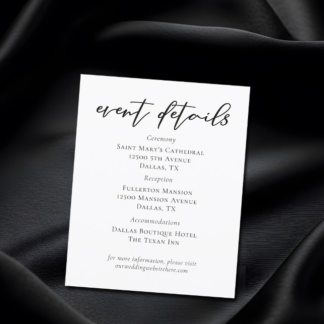 Fiche de détails de mariage simple script noir (Créateur téléchargé)