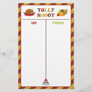 Fiche de la partie de Thanksgiving Bunco