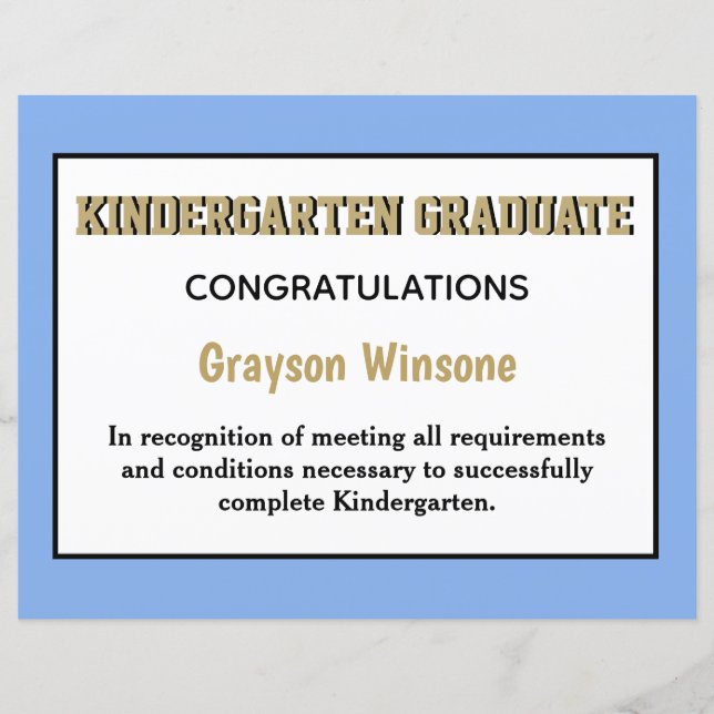 Fiche de prix pour les diplômés de la maternelle (Devant)