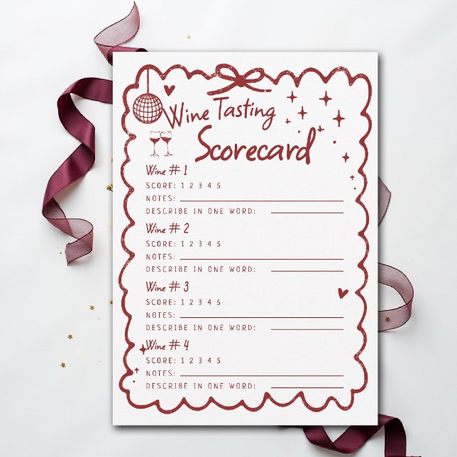 Fiche d'évaluation de dégustation de vin pour ente (winery bachelorette party invitation wine tasting scorecard girls trip weekend napa sonoma)