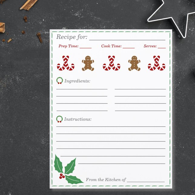 Fiche recette de Noël (Christmas Recipe Card)